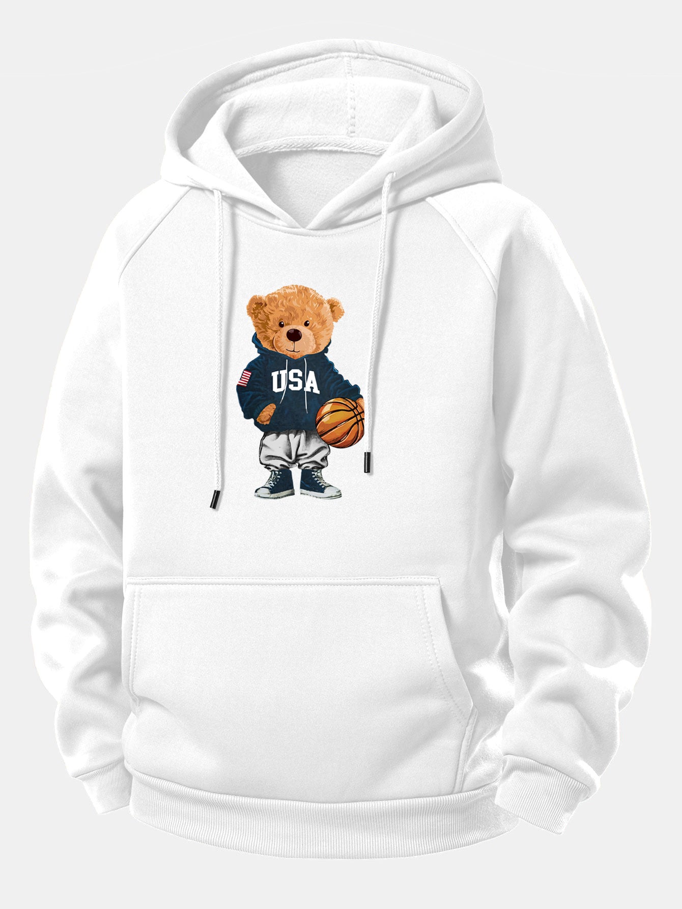Basketball Bär Grafik Hoodie mit Kordelzug