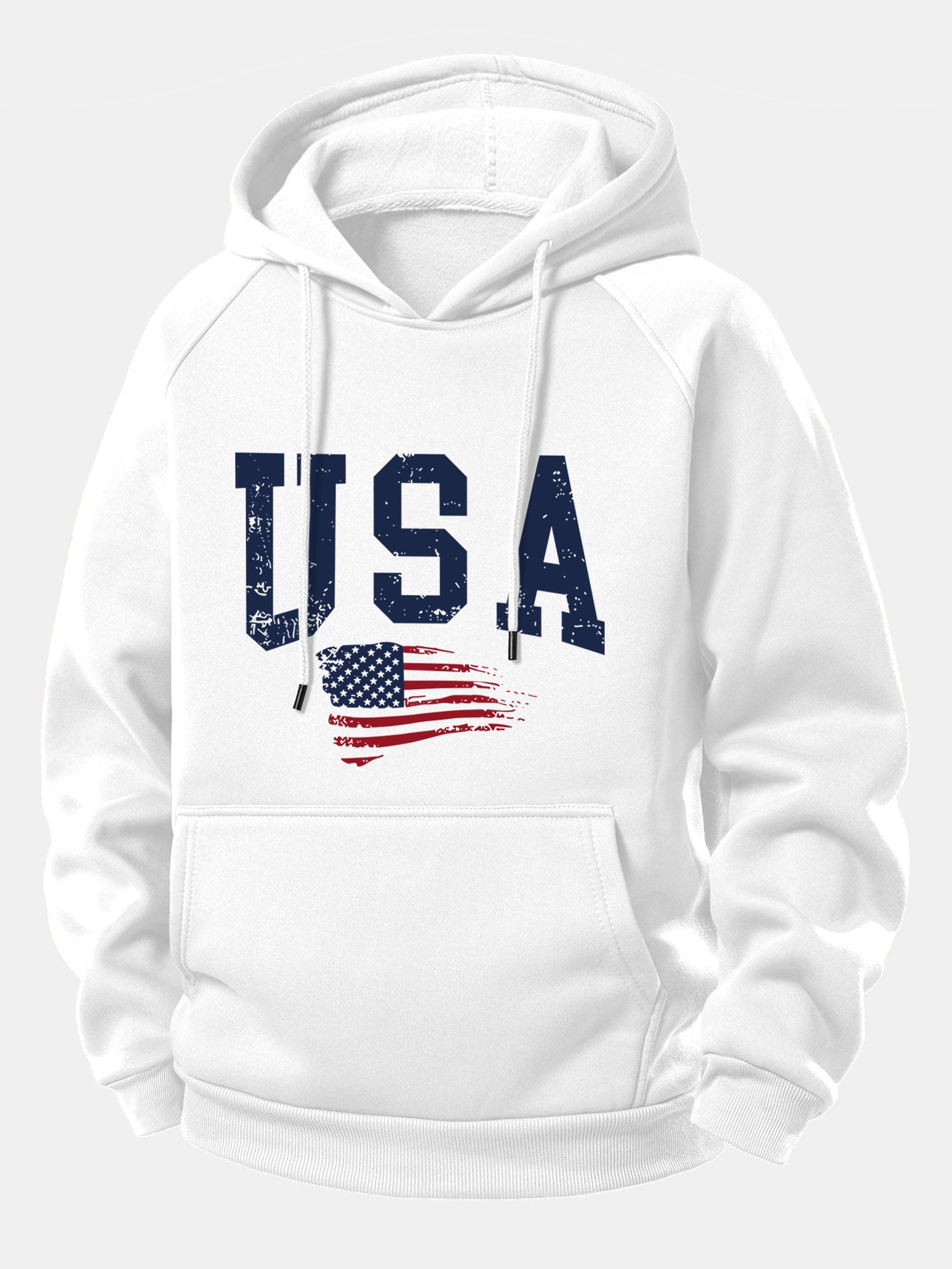 USA-Flaggen-Motiv Kapuzenpullover mit Kordelzug