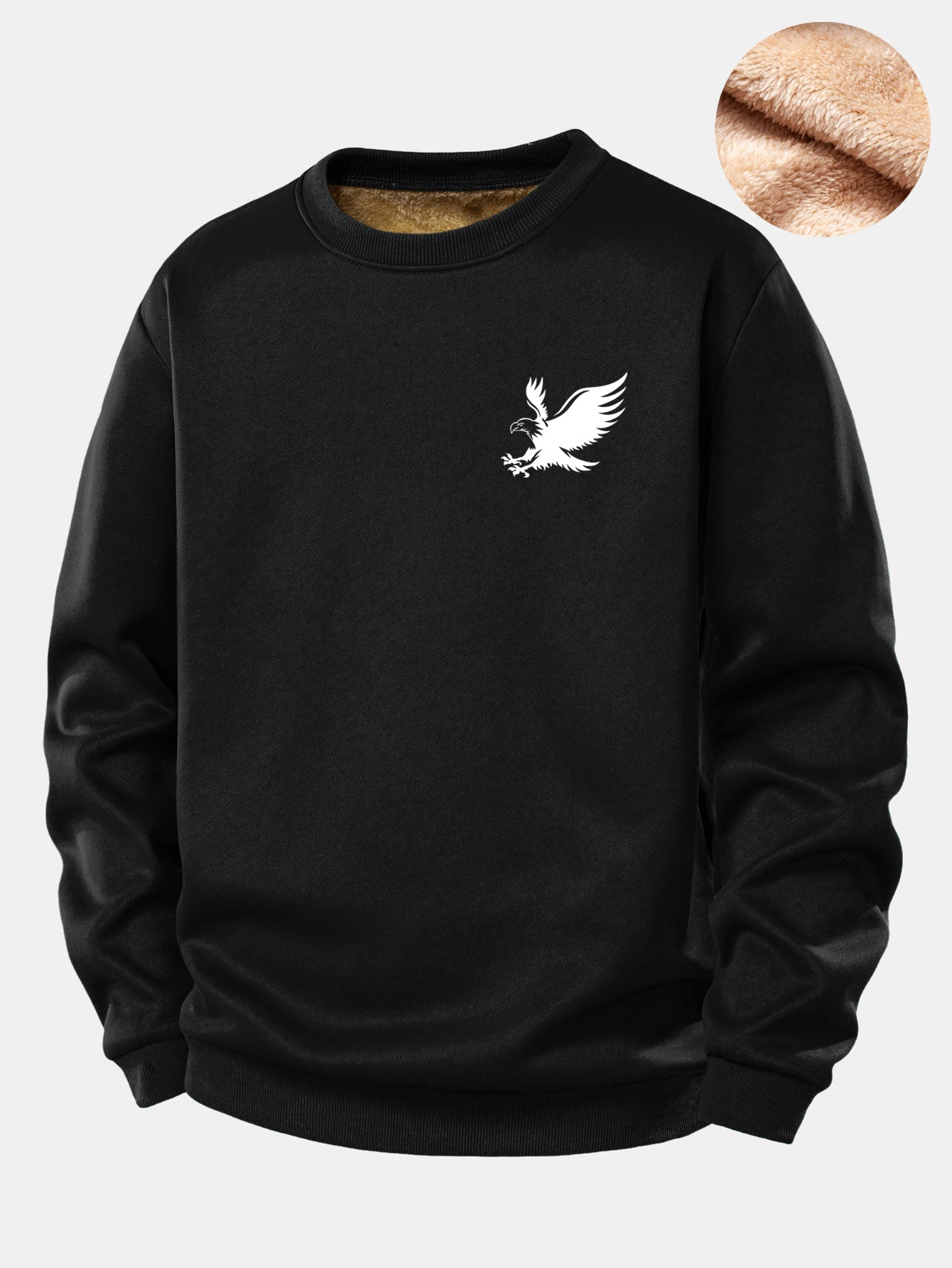 Soaring Eagle Print Teddy Fleece Gefüttertes Sweatshirt