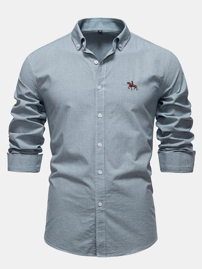 Cowboy-Stickerei Baumwollhemd mit Hahnentritt und Knöpfen