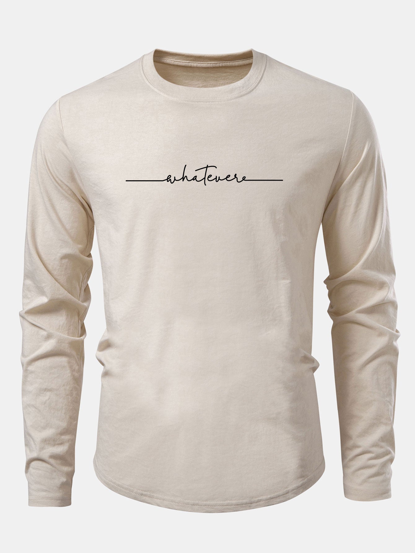 Whatever Slogan Druck Baumwolle Bogen Saum T-Shirt