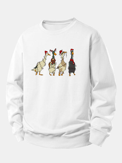 Weihnachtslichter Ente Druck Locker Sitzendes Sweatshirt