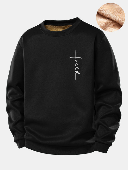 Faith Print Teddy Fleece Lined Sweatshirt