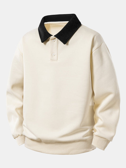 Relaxed Fit Contrast Polo Sweatshirt