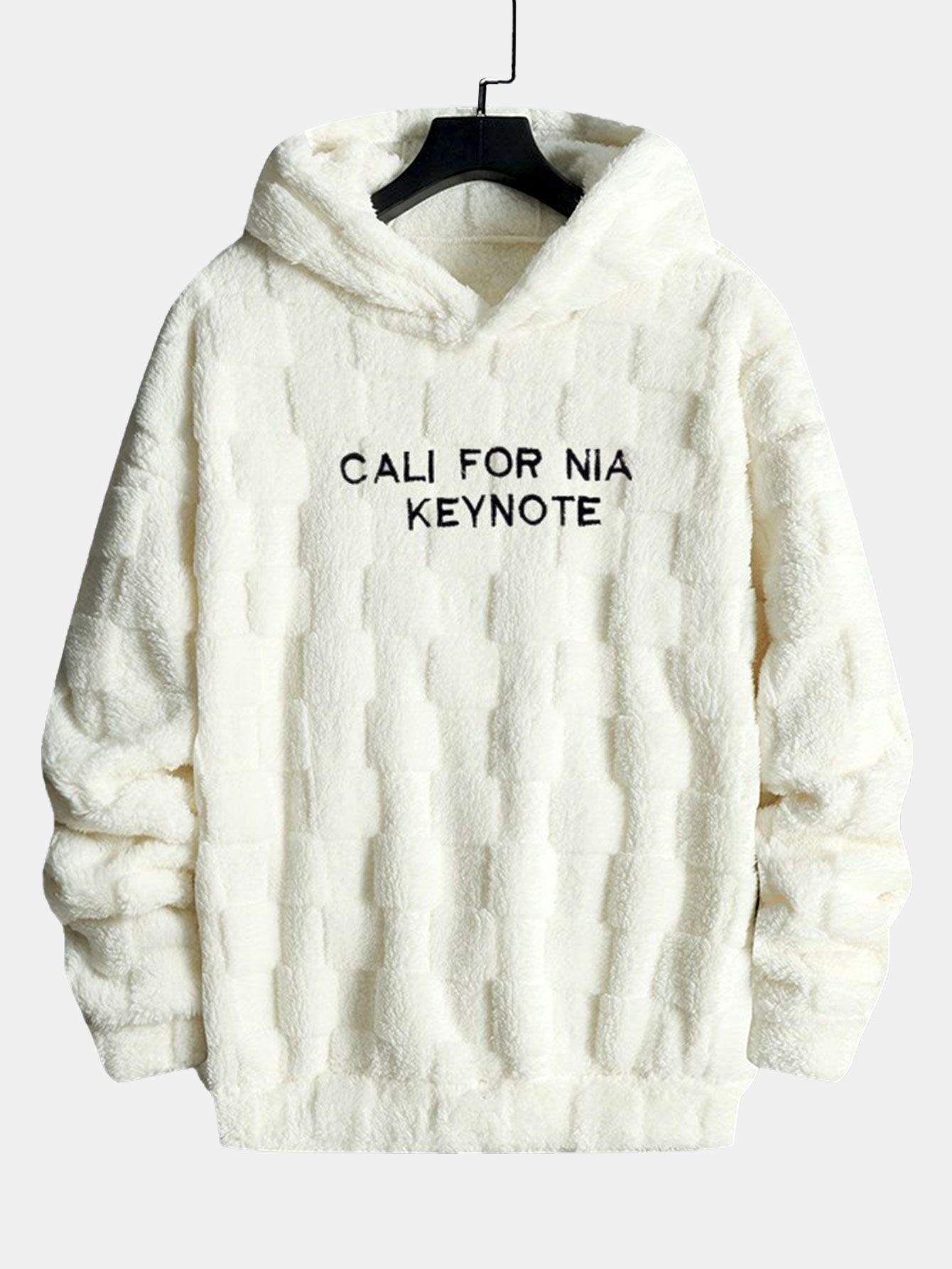 Kalifornien bestickter Teddy-Kapuzenpullover mit Schachbrettmuster