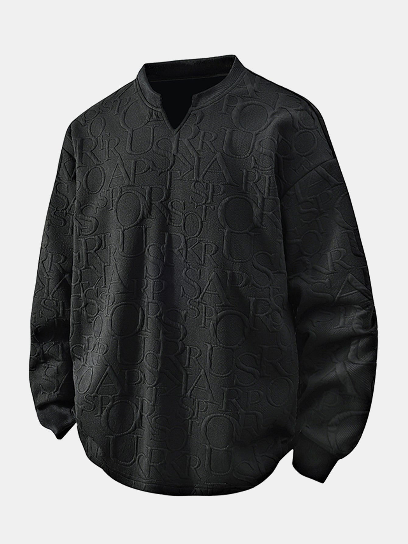 Jacquard Buchstaben V-Ausschnitt T-Shirt