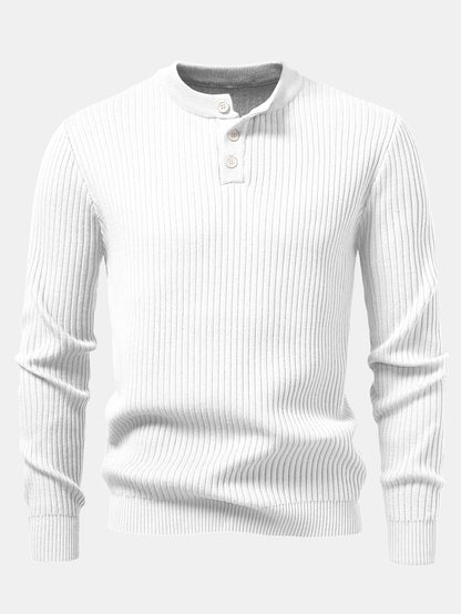 Gerippter Pullover mit Henley-Ausschnitt