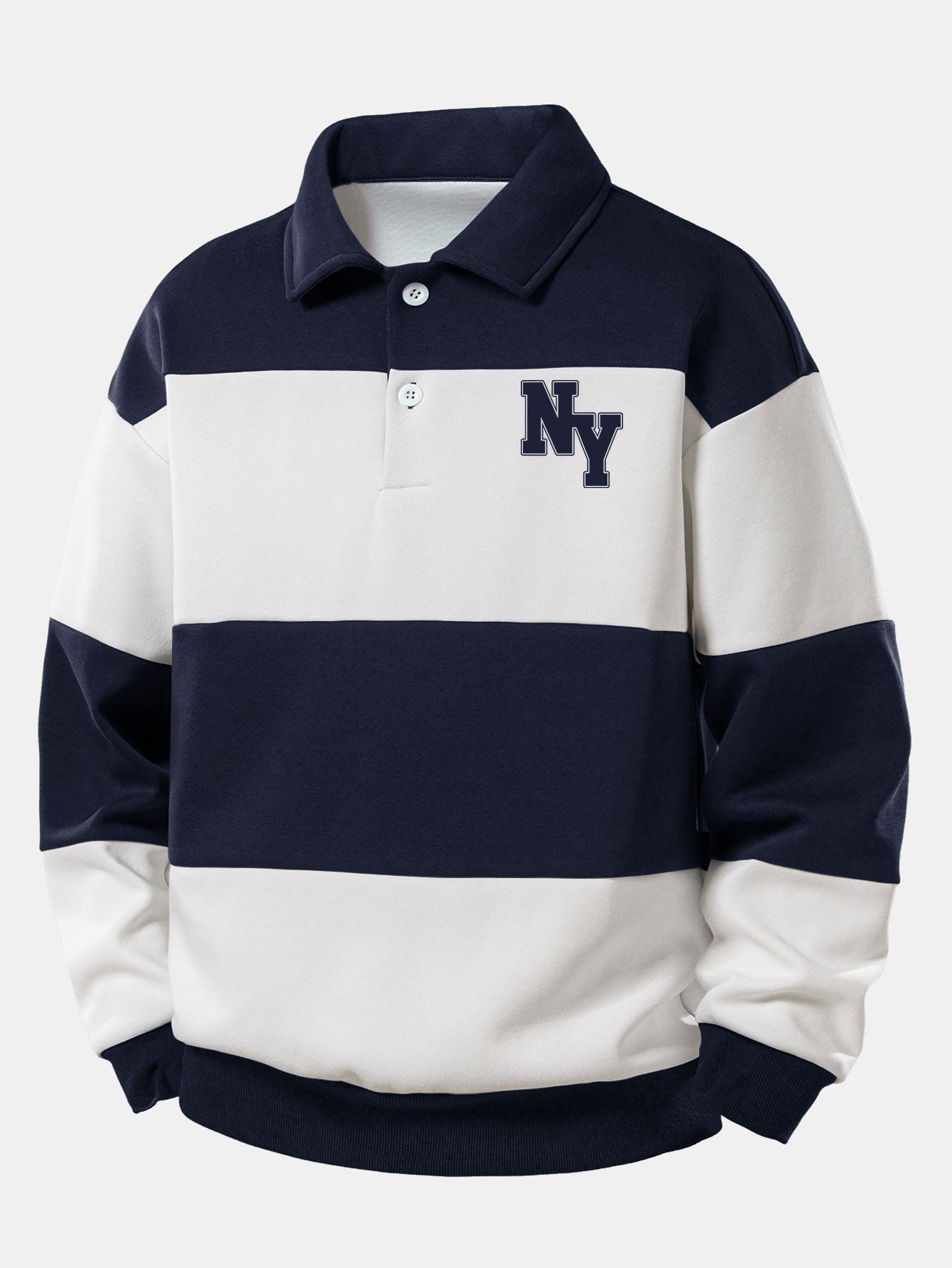 Relax Fit NY Print Farbe Block Poloshirts Sweatshirt