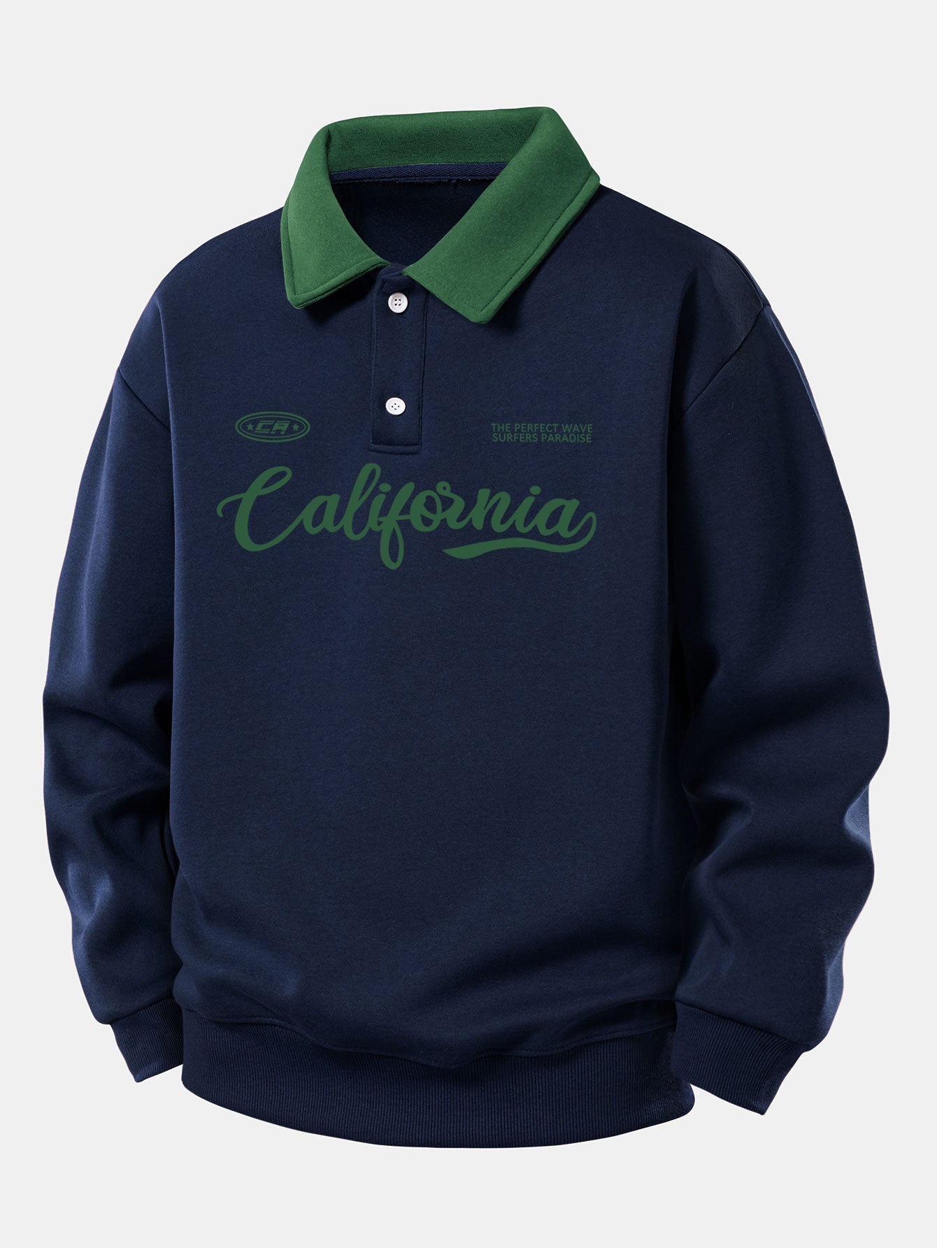 Relax Fit California Print Contrast Poloshirts Sweatshirt