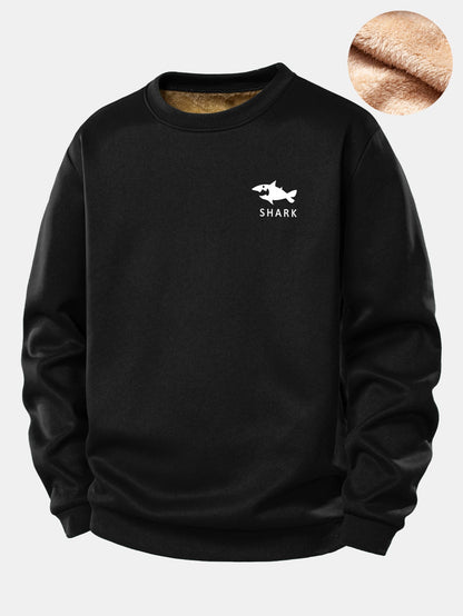 Fleece-Sweatshirt mit Hai-Design und kuscheligem Teddyfutter