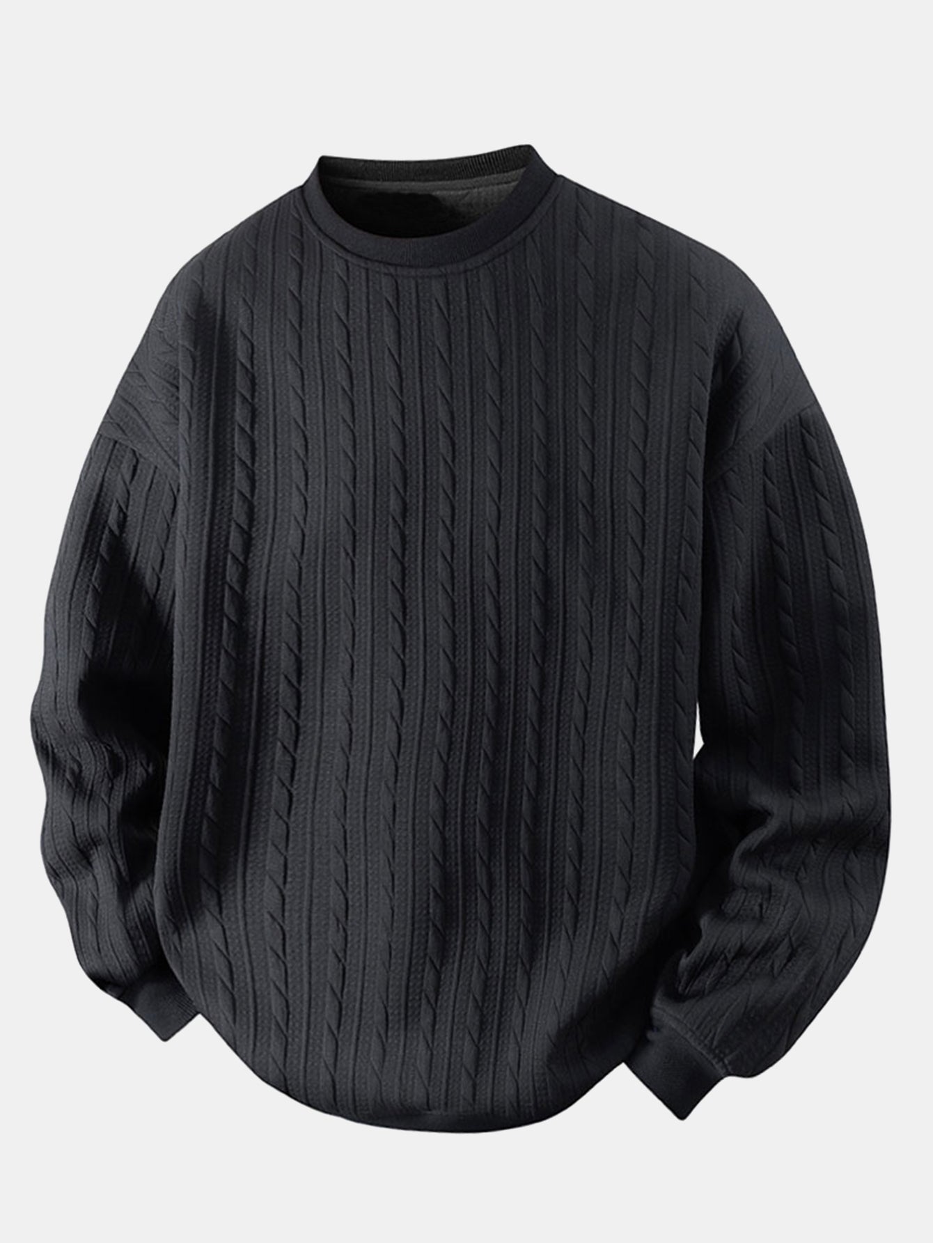 Jacquard-Sweatshirt mit Rundhalsausschnitt und Twist-Muster in lässiger Passform