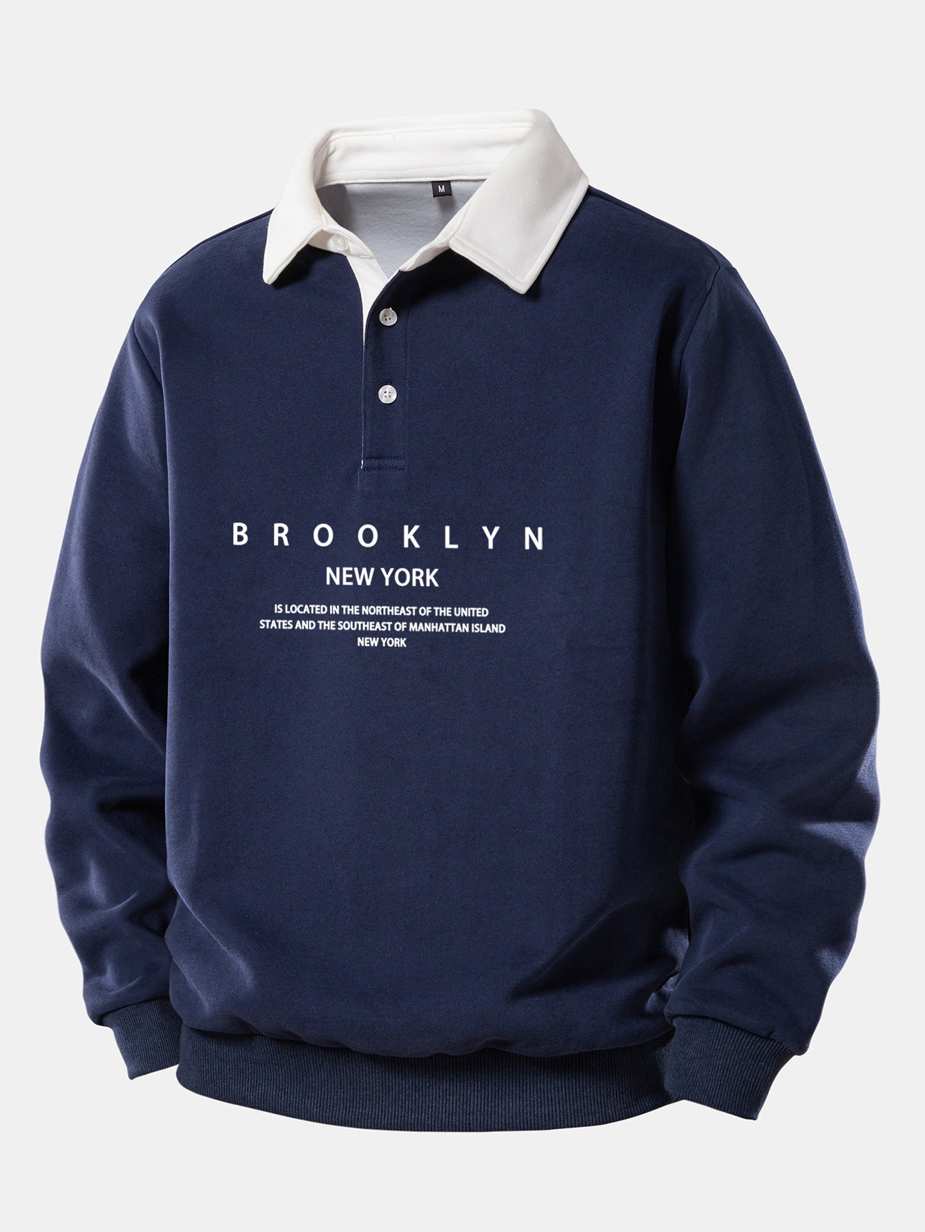 Brooklyn Print Contrast Polo Collar Sweatshirt