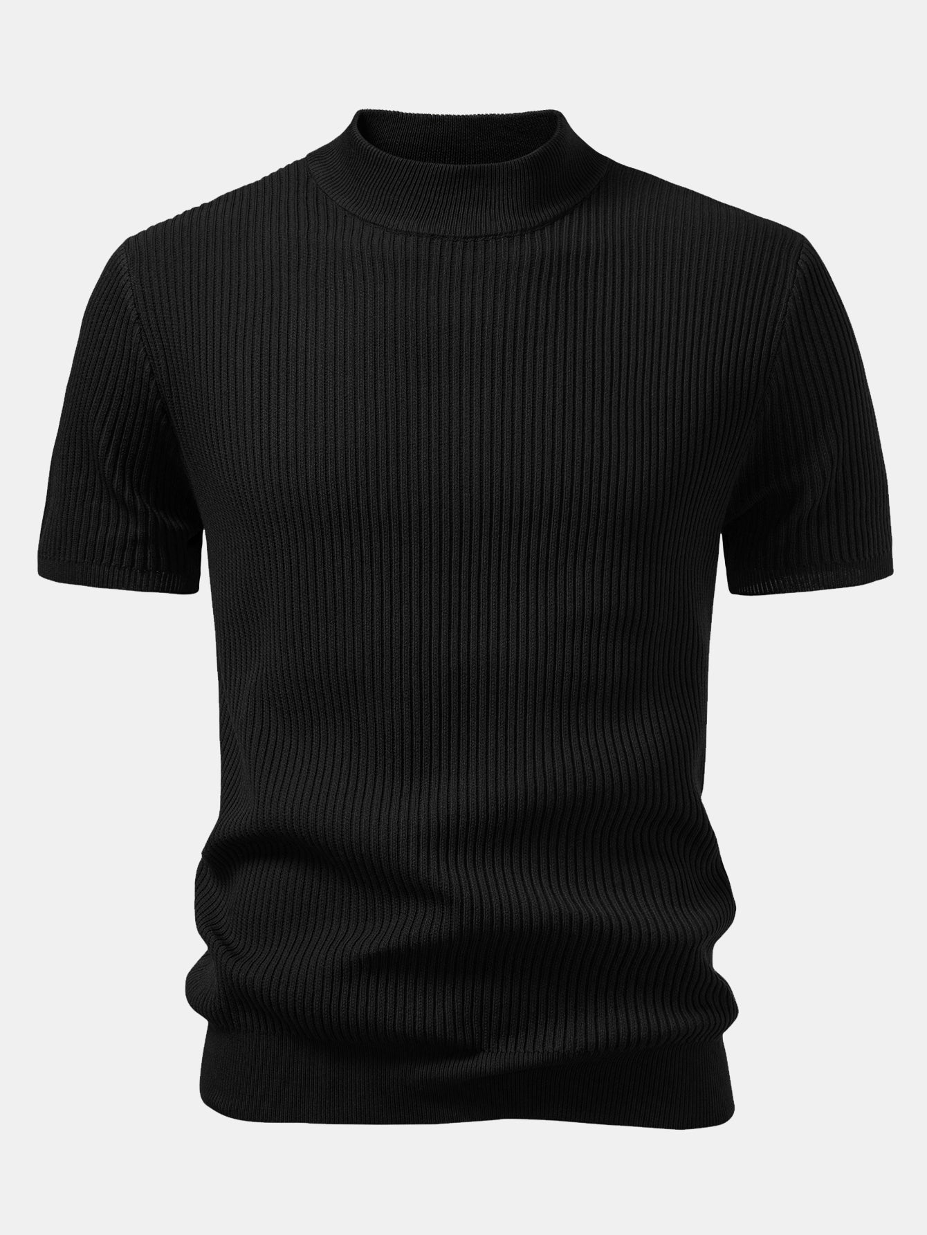 Rippstrick Rollkragen Pullover T-Shirt