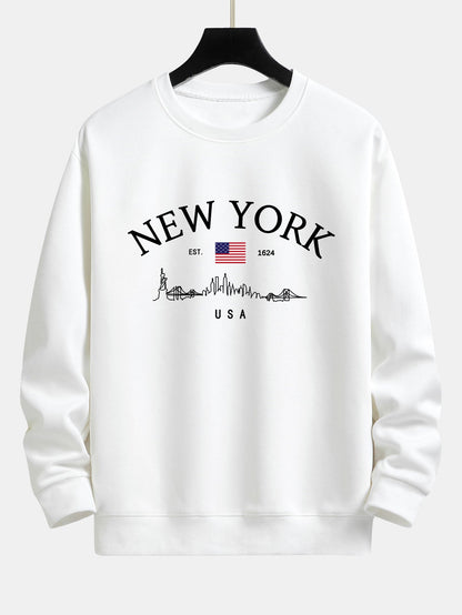 New York Druck Locker sitzendes Sweatshirt