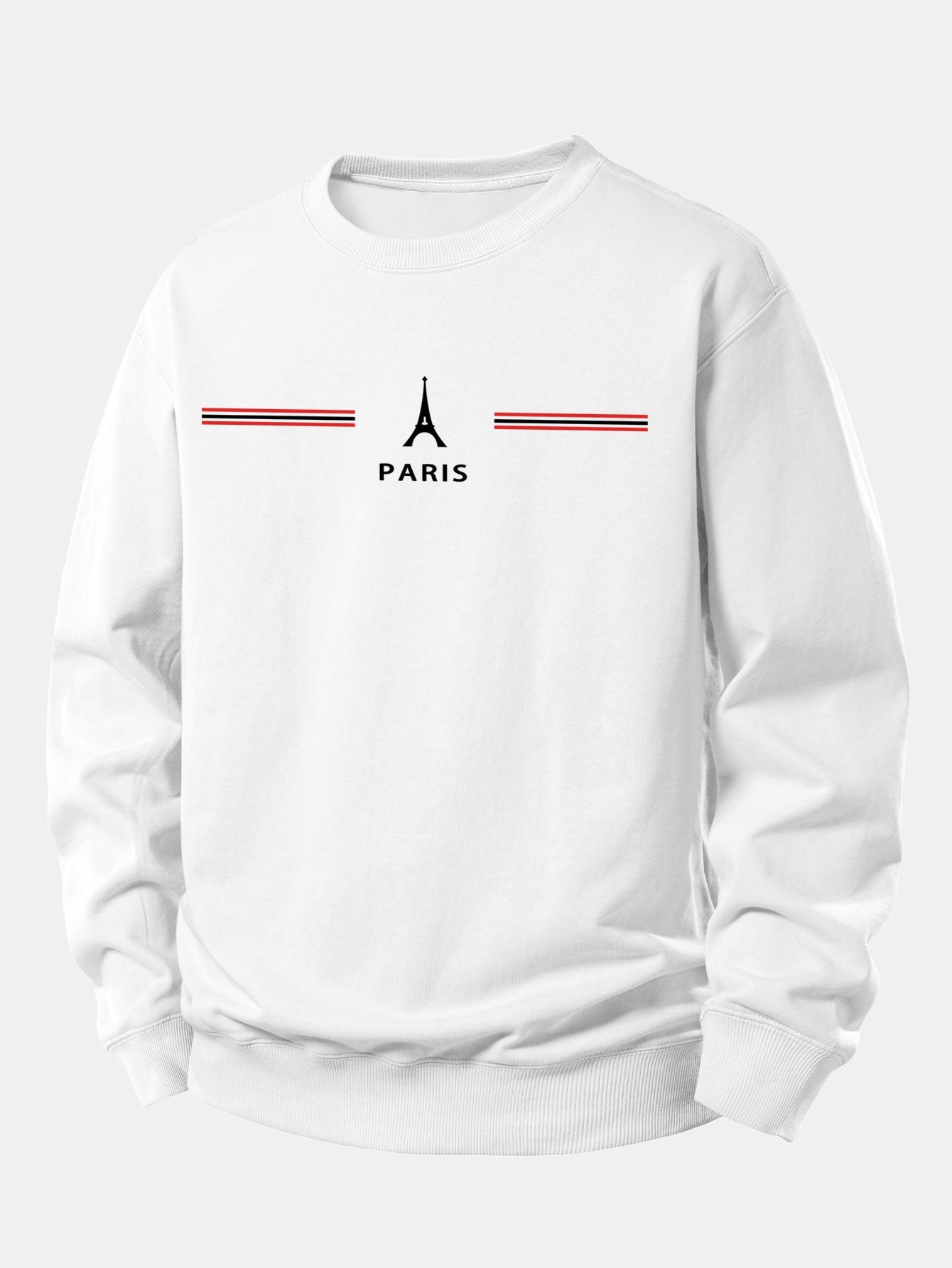 Paris Streifenmuster Locker sitzendes Sweatshirt