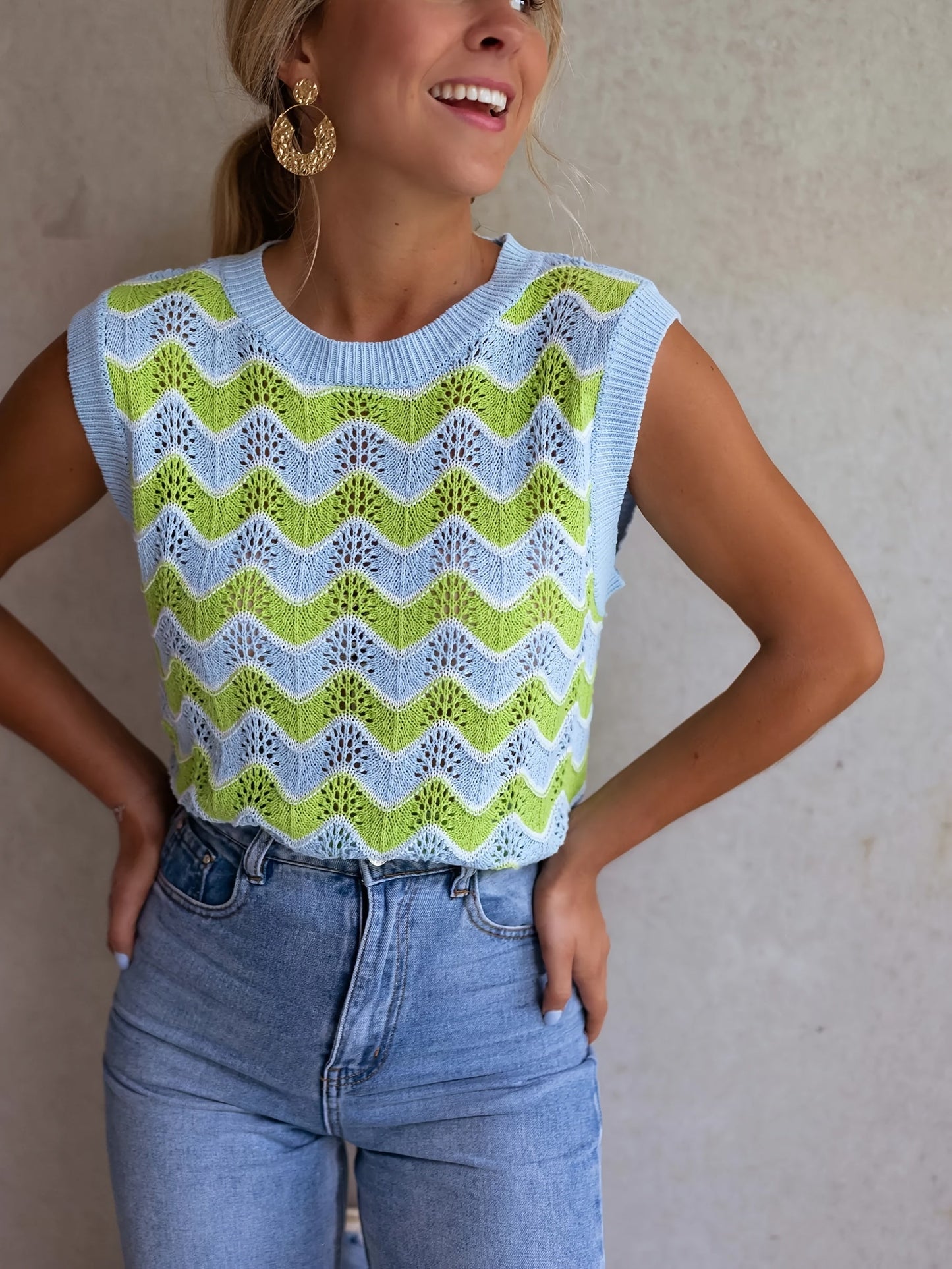 ADELBURG I ÄRMELLOSES ZOPFSTRICK-TOP