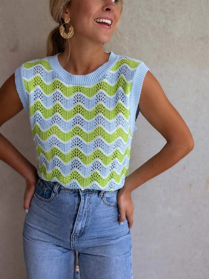 ADELBURG I ÄRMELLOSES ZOPFSTRICK-TOP