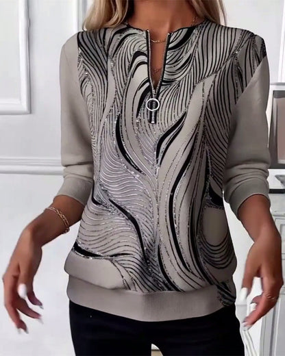 Stutz I Lässiges Bedrucktes Zip-Sweatshirt