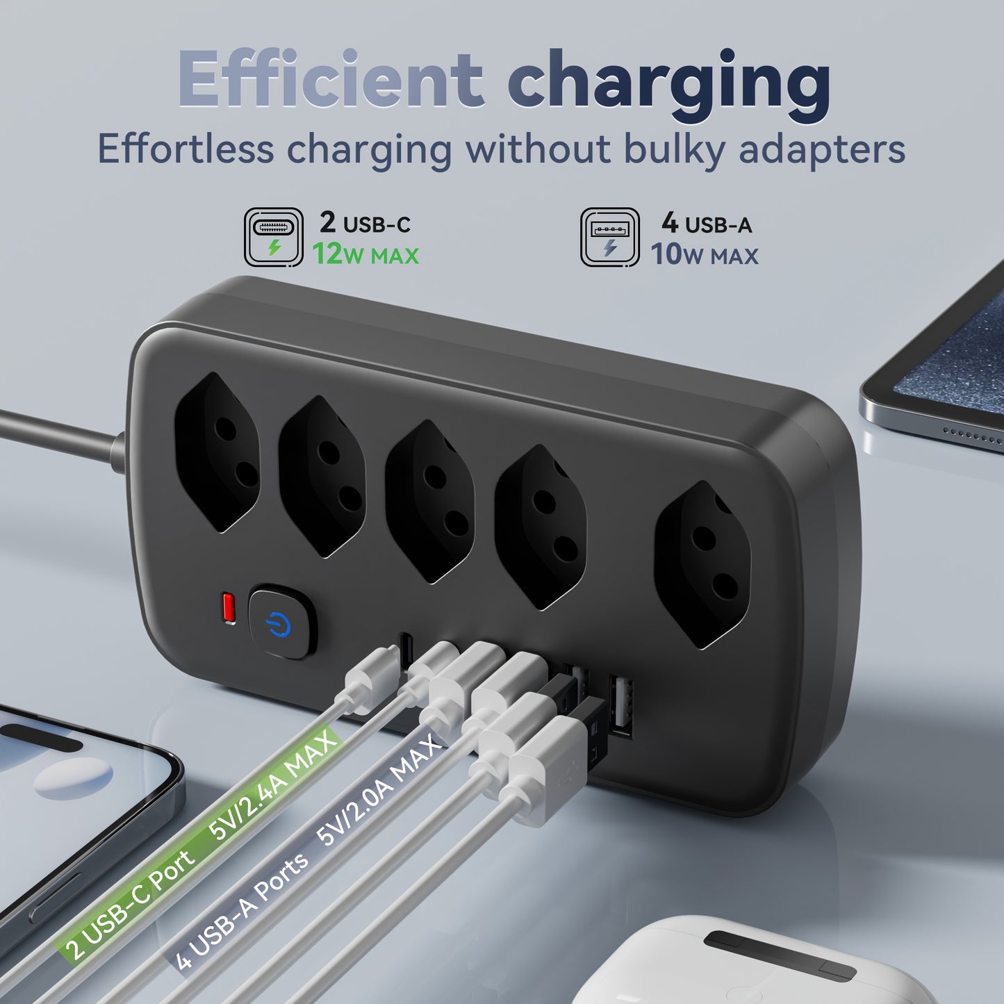 USB & AC Steckdosenleiste 11-in-1 – ideal für Zuhause, Büro & Studentenwohnheim