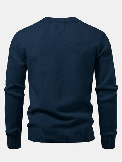 Robuster geometrischer V-Ausschnitt-Jacquard-Pullover