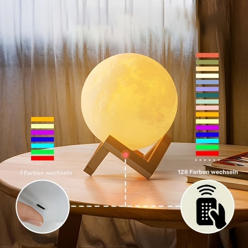 RGB Mondlampe mit Fernbedienung & Timer – 128 Farben