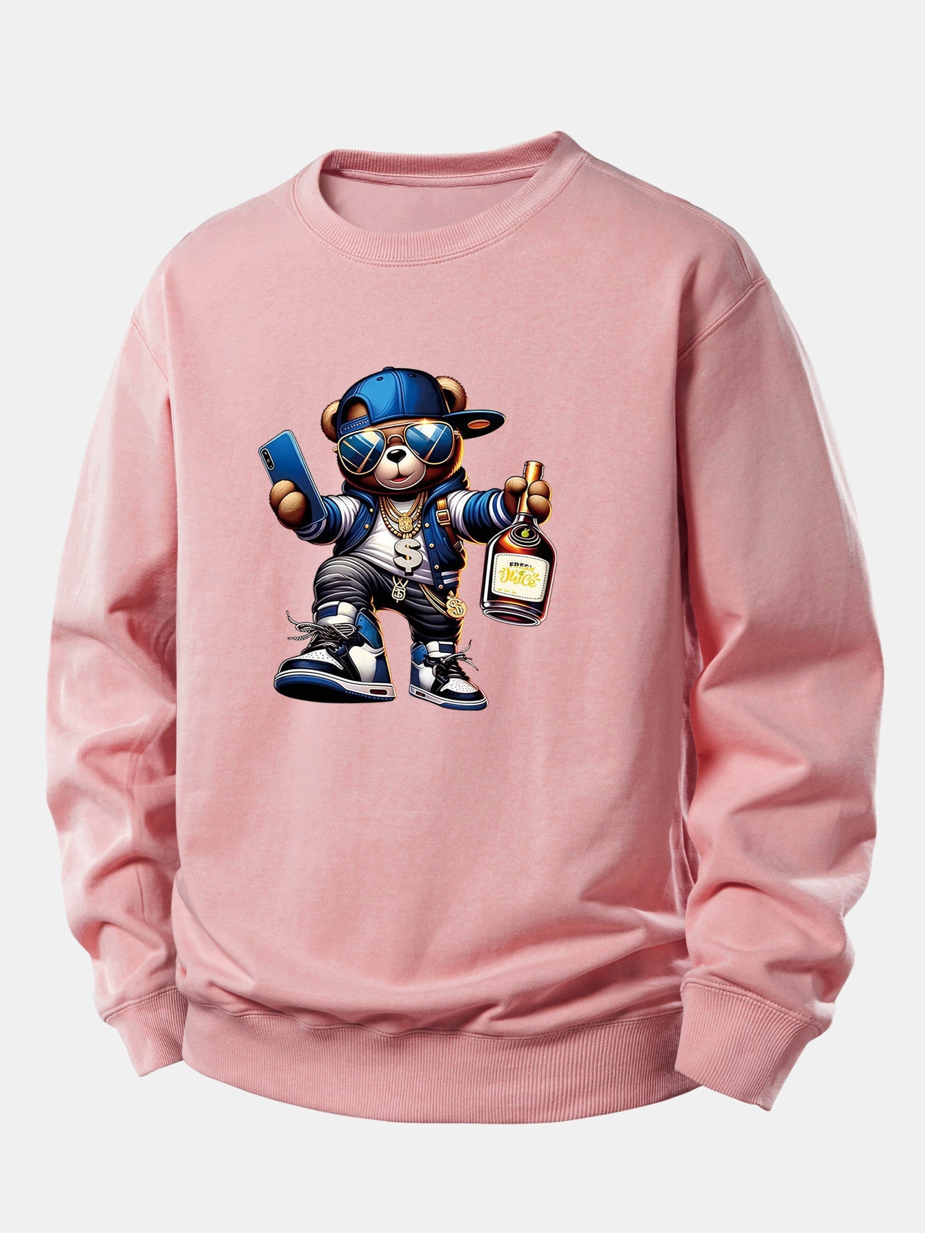 Hip Hop Bär Druck Locker Geschnittenes Sweatshirt