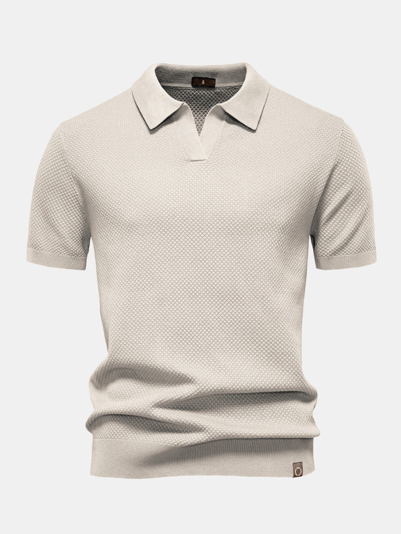 V-Neck Pineapple Pattern Knit Polo