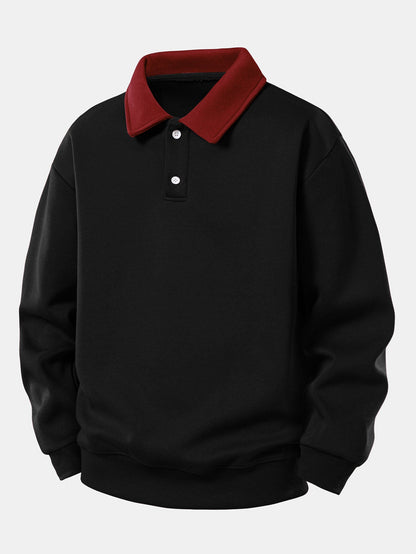 Relaxed Fit Contrast Polo Sweatshirt