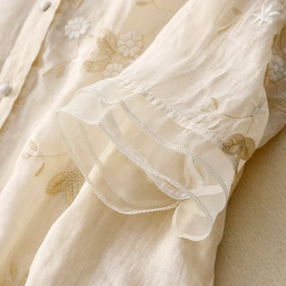 RUMILDE I FLORALE LEINEN-BLUSE