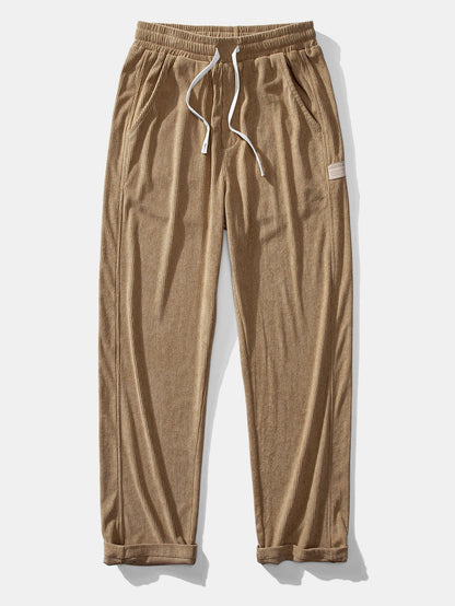 Casual Fit Contrast Corduroy Polo Shirt with Collar & Straight Leg Corduroy Pants