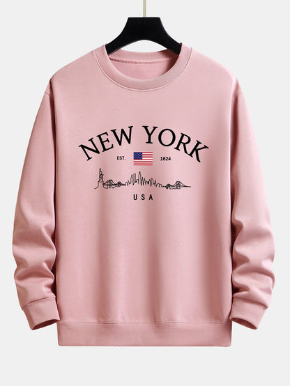 New York Druck Locker sitzendes Sweatshirt