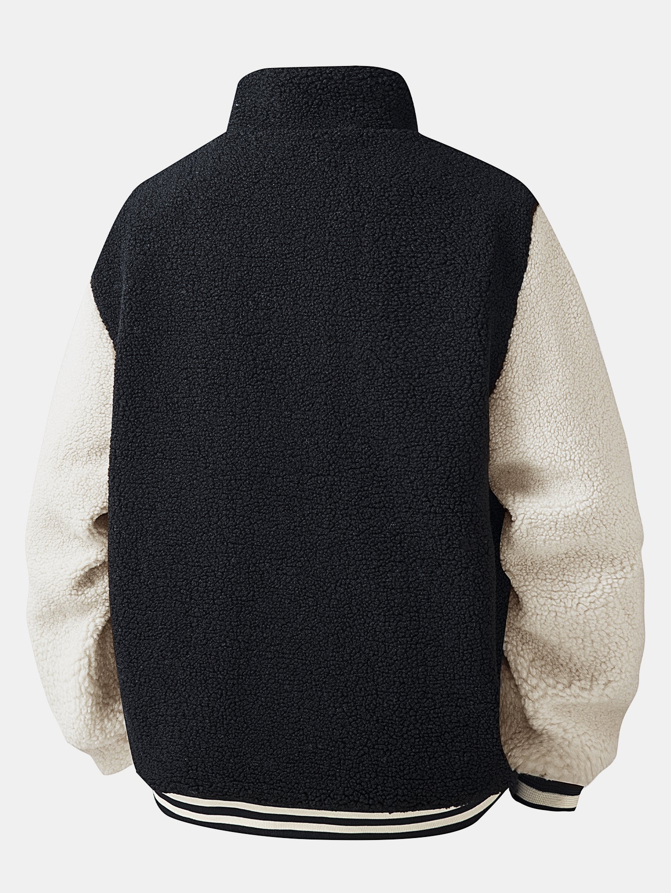 Teddy-Fleece Baseballjacke mit Kontrastdetails