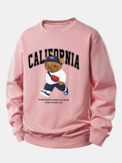 California Mode Bär Druck Locker Sitzendes Sweatshirt
