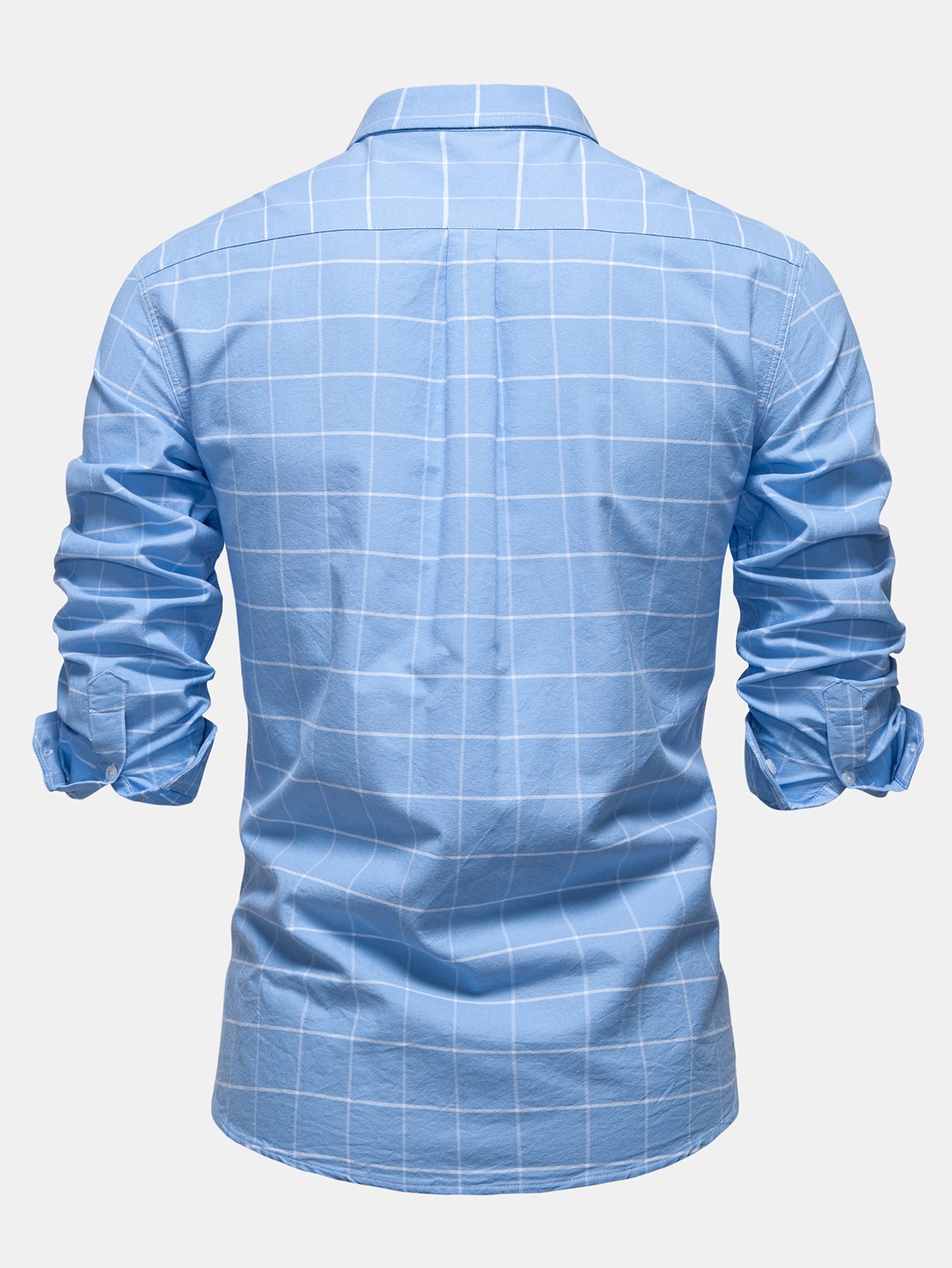 Karierter Cowboy-Stickerei Baumwollhemd mit Knöpfen