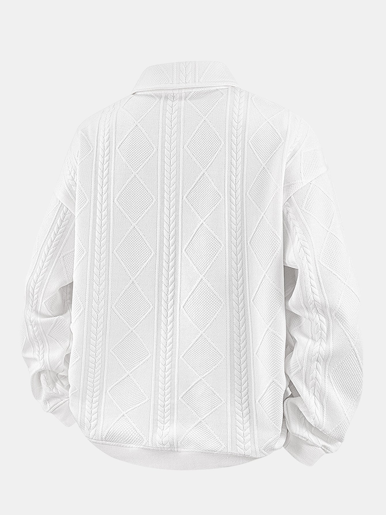 Geometric Jacquard Polo Collar Sweatshirt