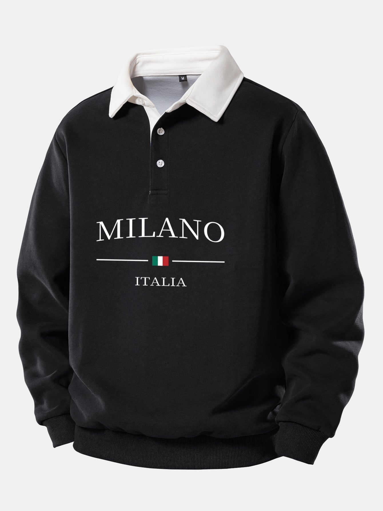 Milano Print Contrast Polo Collar Sweatshirt