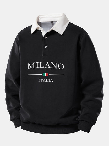 Milano Print Contrast Polo Collar Sweatshirt