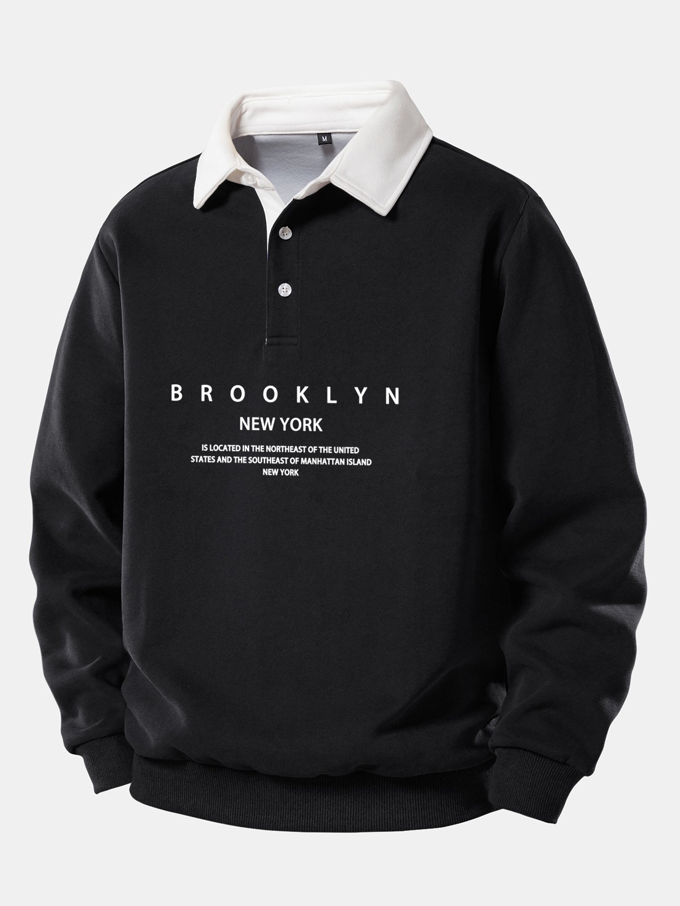 Brooklyn Print Contrast Polo Collar Sweatshirt