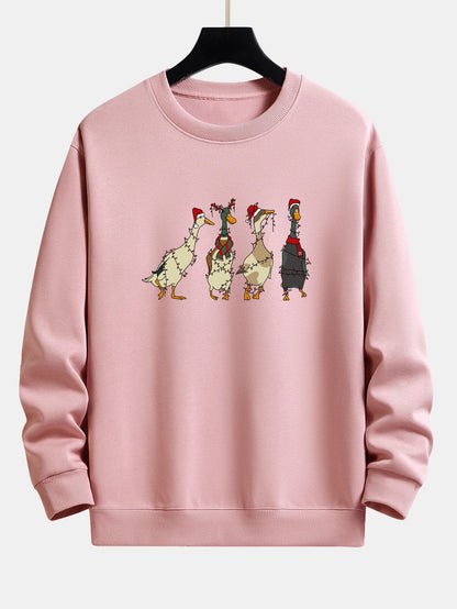 Entenmotiv Sweatshirt mit Weihnachtslichtern - Bequemer Sitz