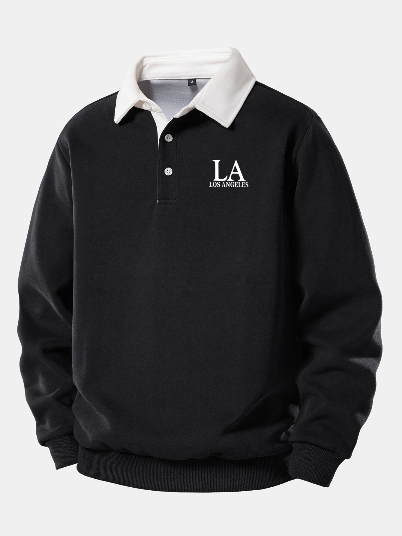 Los Angeles Print Kontrast Poloshirts Kragen Sweatshirt