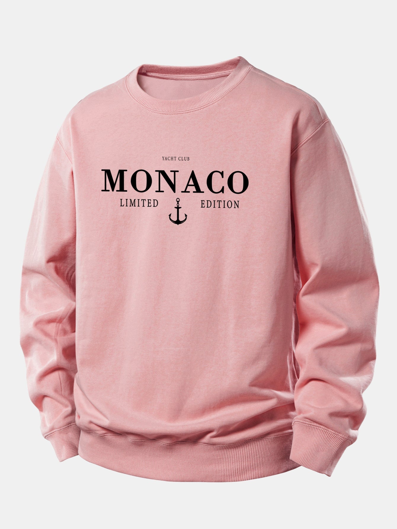 Monaco Slogan Druck Locker Geschnittenes Sweatshirt