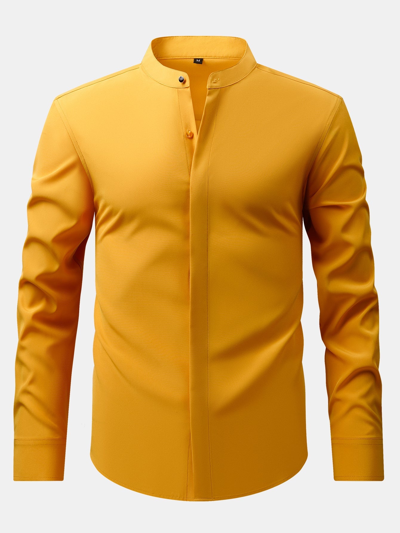 Stehkragenhemd mit verdeckter Knopfleiste und bügelfreier Pflege