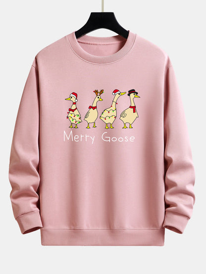 Weihnachtsente Druck Locker Geschnittenes Sweatshirt