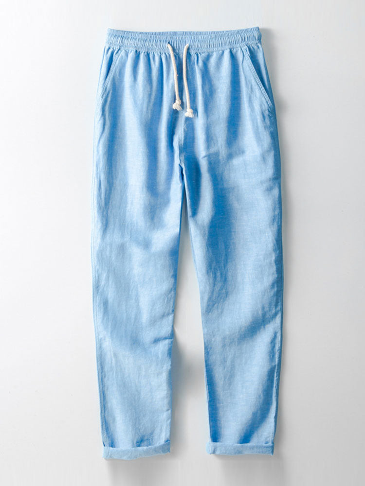 Straight-Leg Linen Trousers