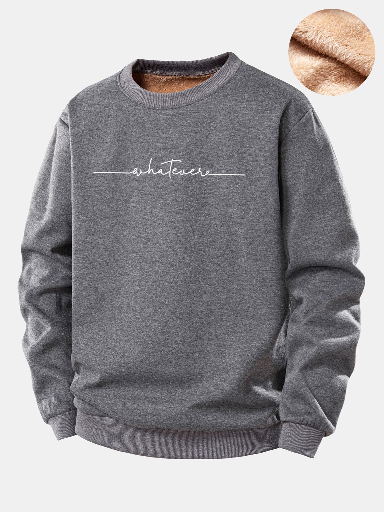 Whatever Print Teddy Fleece Gefüttertes Sweatshirt