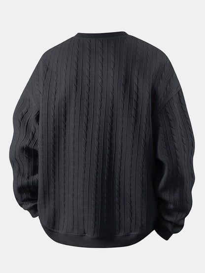 Jacquard-Sweatshirt mit Rundhalsausschnitt und Twist-Muster in lässiger Passform