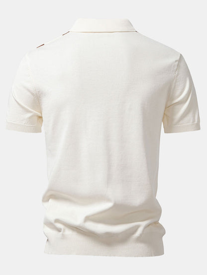 Gestreiftes Geometrisches Jacquard Poloshirt