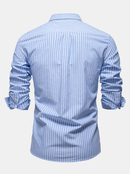 Cowboy Stickerei Baumwolle Oxford Streifenhemd