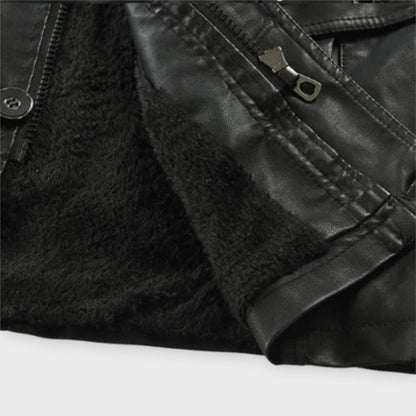 Elegante Bikerjacke aus Leder in langer Ausführung