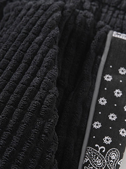 Corduroy Paisley Print Panel Pants